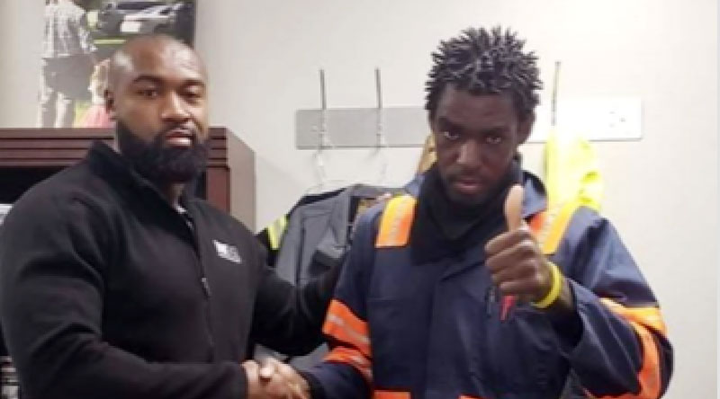 Two people handshaking each other while the other one has an approving hand.
